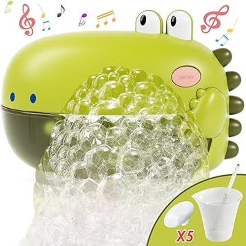 Lehoo Castle Baby Bath Toys, Automatic Bath Bubble Machine, Dinosaur Bathtub Bubble Maker with 12 Songs, Bath Toys for Kids Ages 1-3, Gift for Boys Girls