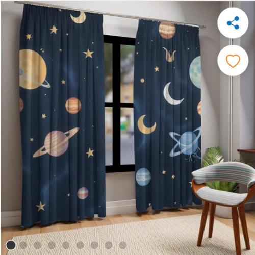 Solar System Curtain,Space Theme Curtain,Star Curtain,Galaxy Decor Room,Starry Curtains 80 x 180 cm sold by Optic Realm | SKU 257372724 | Printerval