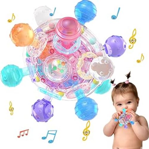 Baby Sensory Teething - Infant Teethers Montessori Toys for 0-6 Months Updated Infant Sensory chew rattles Toy Gift for 6-12 Months Infant and Newborn Toys Toddler rattles and teethers (Crystal)