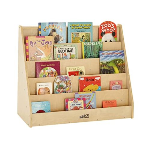 ECR4Kids-ELR-0339 Birch Hardwood Single-Sided Bookcase Display Stand for Kids, 5 Shelves, Natural Birch Hardwood Kids’ Bookshelf, Bookshelf for Kids, GREENGUARD [GOLD] Certified Book Display,15"