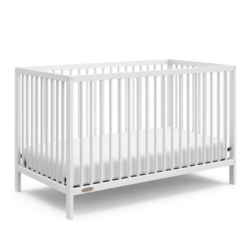 Graco Teddi 5-in-1 Convertible Baby Crib, White with Driftwood