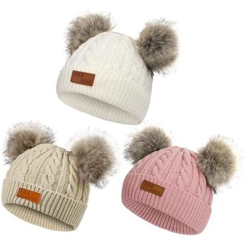 Century Star Baby Girl Hats Winter Cute Baby Beanie for Girls Boys Knit Baby Hats Warm Infant Toddler Beanie Pom Pom Cap