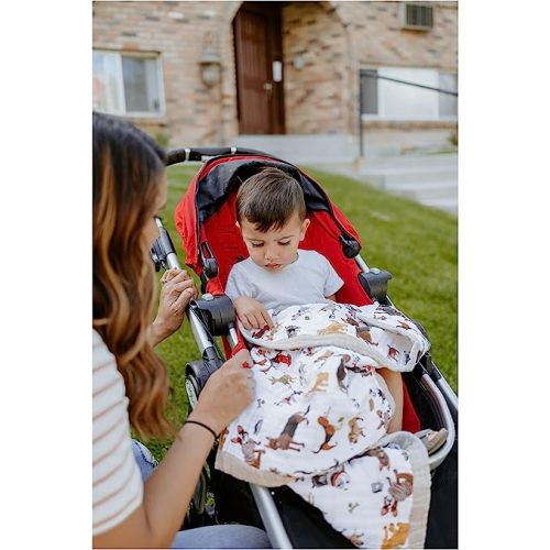 Little Unicorn Woof Cotton Muslin Quilt Receiving Blanket | 100% Cotton | Super Soft | Babies and Toddlers | 30” x 40” | Machine Washable - 30"x40"