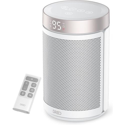 Dreo Space Heater, Portable Electric Heaters for Indoor Use with Thermostat and Remote, 2024 Upgraded, Digital Display, 12H Timer, 5 Mode, 1500W PTC Ceramic Fast Safety Heat for Office Bedroom Home