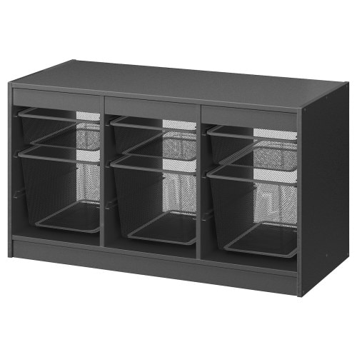TROFAST Storage combination with boxes - gray/dark gray 39x17 3/8x22 "