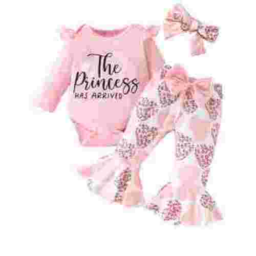 WIBACKER Princess Has Arrived Newborn Outfit Baby Girl Going Home Outfits Ruffle Ribbed Romper Top Floral Pants Set Fall Winter Clothes