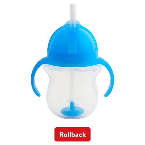 Munchkin Any Angle Weighted Flexi-Straw Trainer Sippy Cup with Click Lock Lid, 7 oz, Blue, Unisex