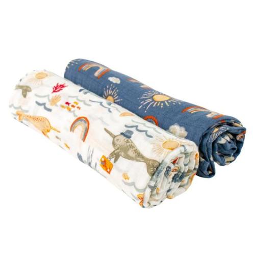 Narwhal + Hello Sunshine Swaddle Blanket Set – Bebe au Lait