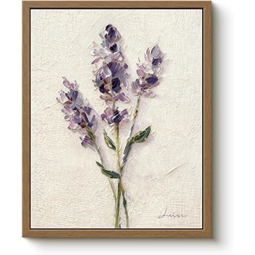 Bzstyleart Framed Vintage Wall Art for Living room, Framed Wall Art Bedroom, Lavender Flower Picture Print, Room Decor Aesthetic Anthropologie Kitchen Shelf Decor, 8 X 10 Inches