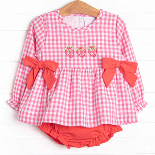Pink Berry Picks Embroidered Diaper Set, Pink – Stitchy Fish