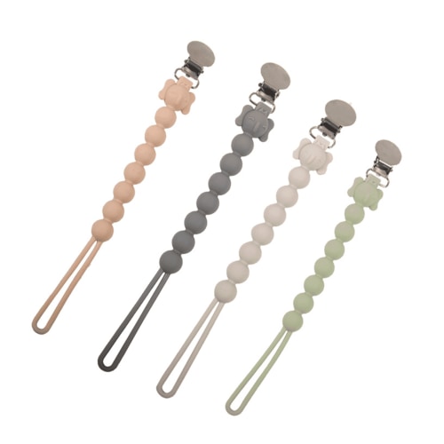 XIRQI 4Pcs Binky Clips Soothing Function Silicone Pacifier Clip Safety Silicone Pacifier Clips for Boys Combination Style