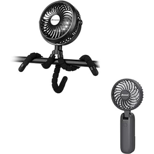 AMACOOL Battery Operated Stroller Fan & Portable Handheld Fan