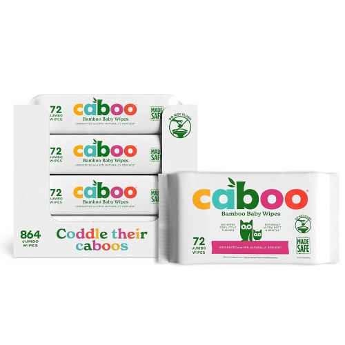 Caboo Baby Wipes, Made with Bamboo Viscose, Certified Made Safe Ingredients, Unscented Baby Wipes Good for Sensitive Skin, 72 Wipes Per Travel Pack, Bulk Total of 864 Wet Wipes