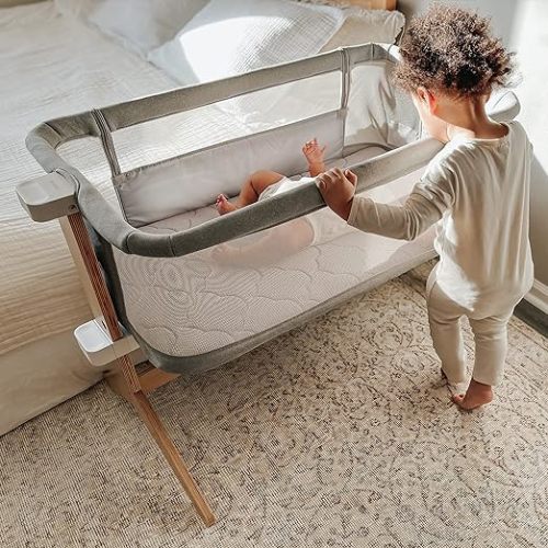 Newton Baby Organic Fitted Sheets for Bassinet & Bedside Sleeper (2-Pack) - 100% Breathable, Washable and Ultra-Soft, 100% Organic Muslin Cotton, 19" x 35", Grey - Bassinet Sheets