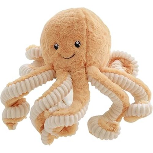 Cute Big Octopus Pillows,Interior Decoration Octopus Cushion,Soft Marine Animal Decorations (Khaki, 15.7 inch)