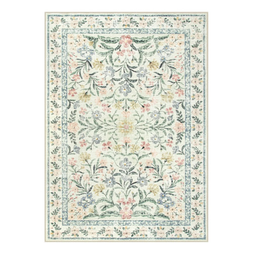 Sylvie Boho Modern Parisian Garden Beige Floral Area Rug - Lahome