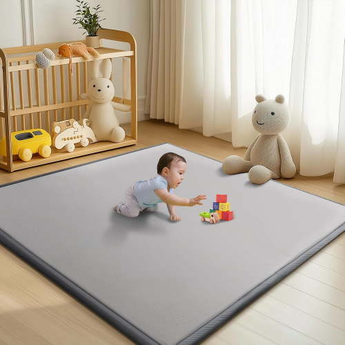 Baby Play Mat for Floor - 1.4" Thick Memory Foam Rug, 70"x60" Playpen Tummy Time Mat, Soft Velvet Nursery Rug, Large Padded Crawling Mat, Cushioned Pads for Playroom Toddlers, Infants, Yoga, Tatami