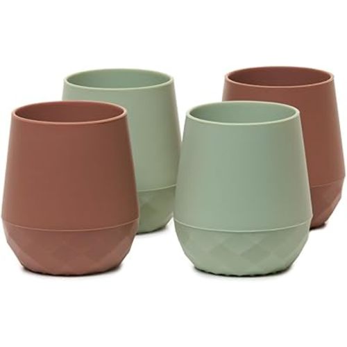 Tooshka Baby Led Weaning Cups - Set of Four (Green & Brown)