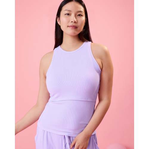 Ribbed Bamboo Racerback Nursing Tank | Lavender - Kindred Bravely