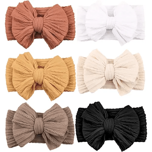 Niceye Handmade Baby Headbands Soft Stretchy Nylon Hair Bands with Bows for Newborn Infant Baby Toddler Girls- Pack of 6