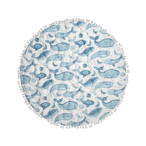 Crane Baby Activity Mat, Baby Play Mat for Boys and Girls, Whale Print, 40" x 40", Baby Must Haves, Infant Play Mat, Tummy Time Baby Floor Mat, Kids Play Mat, Tummy Time Mat, Tummy Time Toys