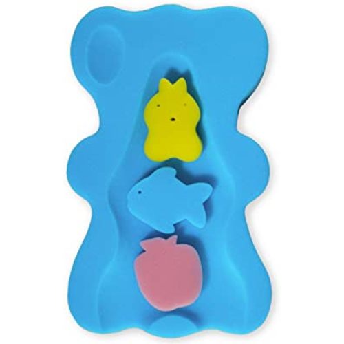 Soft Infant Bath Sponge Skid Proof Baby Bath Mat Newborn Odor Free (Blue)