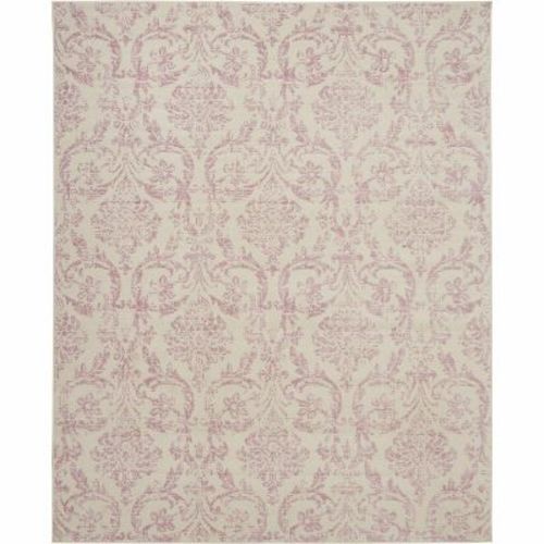 Nourison Jubilant 4' X 6' Ivory/pink Area Rug Farmhouse Vintage Damask By Nourison