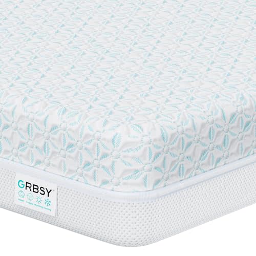 4 in 1 Crib Mattress, 6" Dual Sided Memory Foam Toddler Bed Mattress, Cotton Heat & Tencel Cooling Cover, Firm Breathable Baby Mattress for Infant & Toddler, Waterproof Linning & Washable