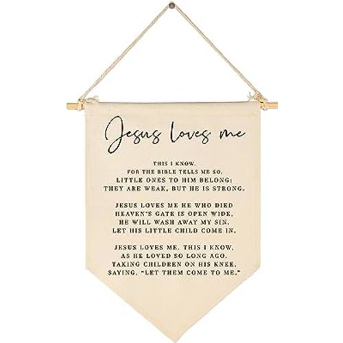 Bible Verse Sign-Scripture Decor-Baby Banner Shower Gift-Sunday School Song Decor-Flag Decor Gifts for Baby Boys Girls Kids-Banner Wall Gifts for Nursery Baby Room Playroom Bedroom Front Door
