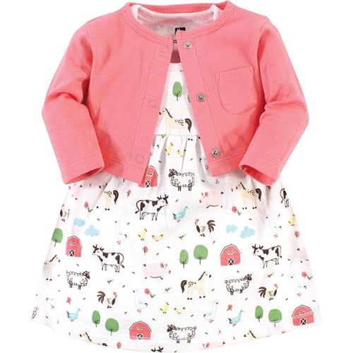 Hudson Baby Baby Girls' Cotton Dress and Cardigan Set