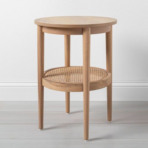 Wood & Cane Round Accent Side Table - Hearth & Hand™ with Magnolia, Color: Natural