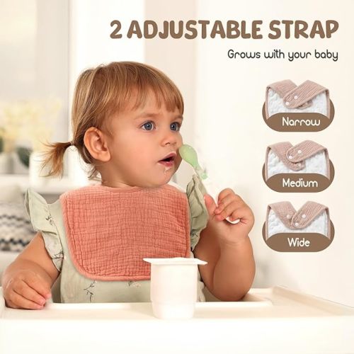 POIKSHARK 6-Pack Muslin Baby Bibs for Unisex Boys Girls, Solid Colors, Soft Cotton Baby Drool Bibs - Neutral