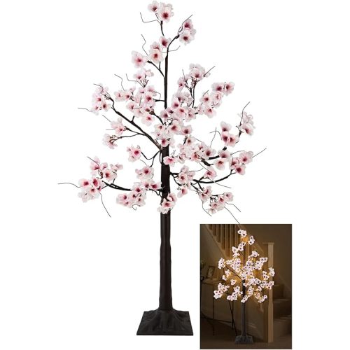 Uieke Cherry Blossom Tree, 6FT 96 Fairy Lights Artificial Lighted Tree for Home Inside Outdoor Spring Wedding Party Festival Decor, Warm White
