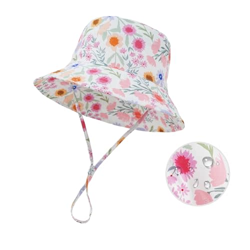 MA COWCF Baby Sun Hat 0-6 Years Boys Girls Adjustable Baby Bucket Hats UPF 50+ Wide Brim for Beach, Swim, Fishing, Camping