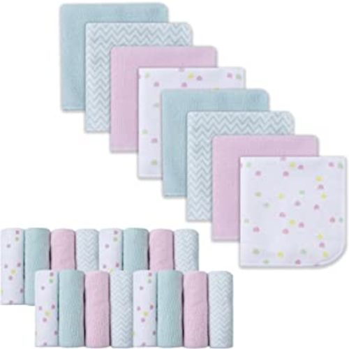 Baby Washcloths, 24Pack Baby Wash Cloths Extra Soft & Ultra Absorbent, Baby Towels and Washcloths Face Towel Unisex for Boys Girls Face & Body, Washclothes Gentle on Sensitive Skin, 9''x 9''