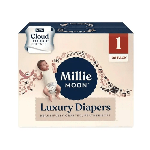 Millie Moon Luxury Diapers - (Size 1 and Count 108), White