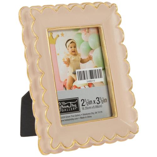 Pink & Gold Scalloped Frame - 2.5" x 3.5"