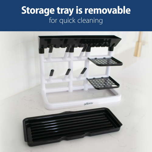 Dr. Brown’s Drying Tower, Stand-Up Drying Rack, Countertop Baby Bottle Drying with Organized Storage for Baby Essentials, Space Saving Vertical Rack
