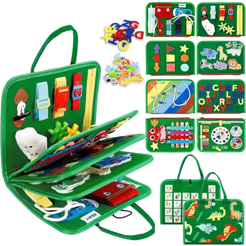 Esjay Toddler Busy Board Montessori Toys, Toddler Toys Boys Girls Gifts, Sensory Board Busy Book Educational Learning Activities for Fine Motor Skills, Travel Toys for Airplane