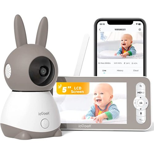 ieGeek Video Baby Monitor 2K WiFi with Phone App - Baby Monitor with Camera and Audio in White