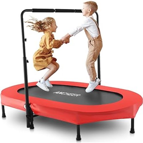 ANCHEER Foldable Trampoline, Mini Rebounder Trampoline with Adjustable Handle, Exercise Trampoline for Indoor/Garden/Workout Cardio, Parent-Child Twins Trampoline Max Load 220lbs