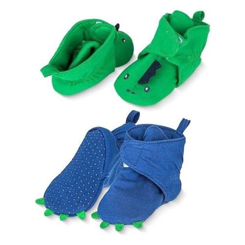 Rising Star Baby Girls & Boys Booties, Non Slip Grippers Slippers for Infants Ages 9-12 Months (Green Dino)