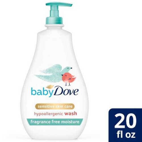 Baby Dove Fragrance Free Moisture Baby Body Wash & Shampoo Hypoallergenic for Eczema-Prone Skin - 20 fl oz