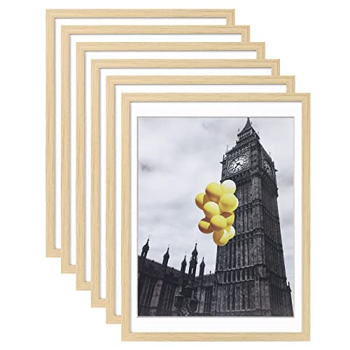 BSRHOME Picture Frame, Set of 6 12x16 Natural Wood, Poster Frame with Plexiglass, Tabletop & Wall Mount, Ideal Gift for Any Occasion