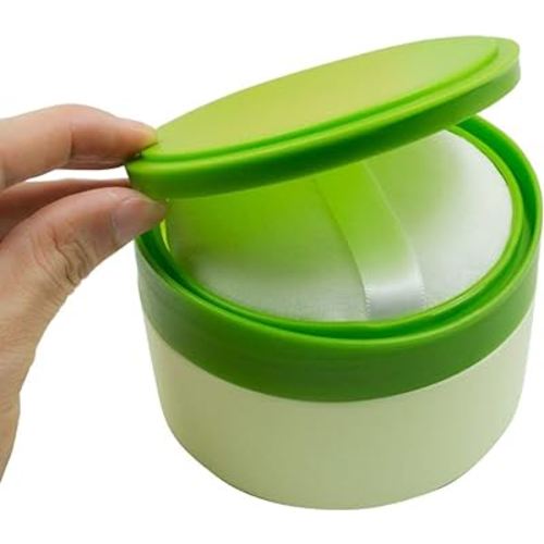 1Pcs Baby After-Bath Puff Box Body Talcum Powder Box Case Container Dispenser with Sifter and Powder Puff for Travel and Home Use(Green)