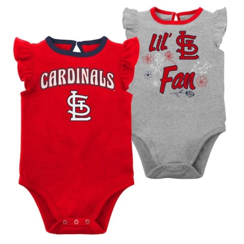 Girls Newborn & Infant St. Louis Cardinals Red/Heather Gray Little Fan Two-Pack Bodysuit Set