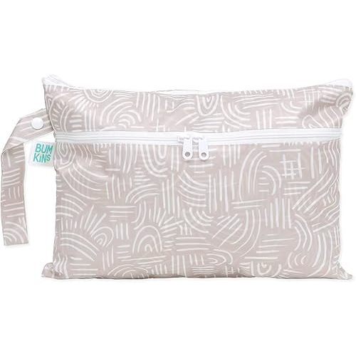 Bumkins Waterproof Wet Dry Clutch Bag for Baby, Travel, Swim Suit, Cloth Diapers, Pump Parts, Pool, Gym Clothes, Toiletry, Hook to Stroller, Daycare, Zip Reusable Bag, Packing Pouch, Boho Beige