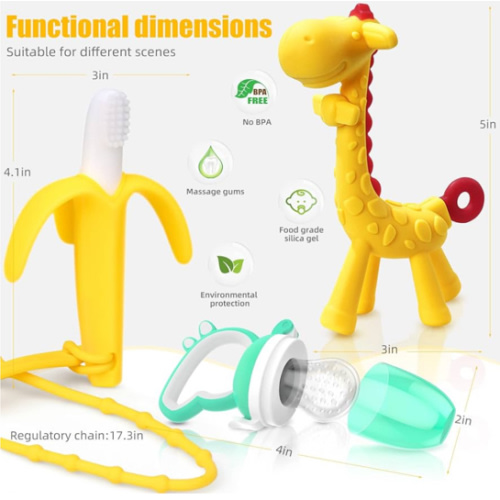 SHARE&CARE Baby Teething Toys and Natural Organic Fruit Feeder Pacifier/Baby Teether Chew Toys Fresh Food Feeder/ 1 Teethers and 1 Feeder with 3 Silicone Sacs (Yellow) : Amazon.com.au: Baby