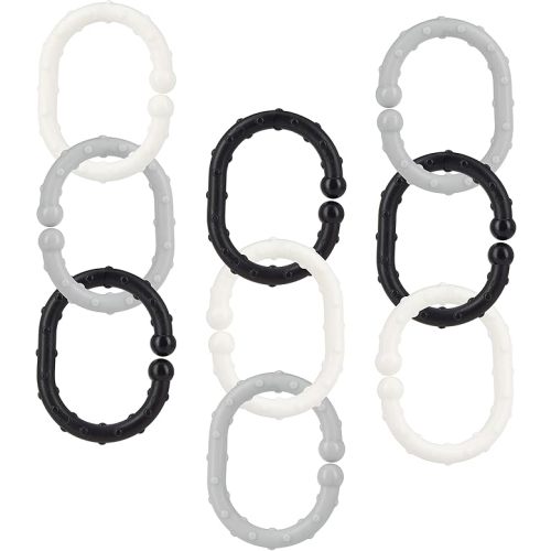 Nuby Linkables, Black, Grey, and White Attachable Links for Strollers, Car Seats, and Travel