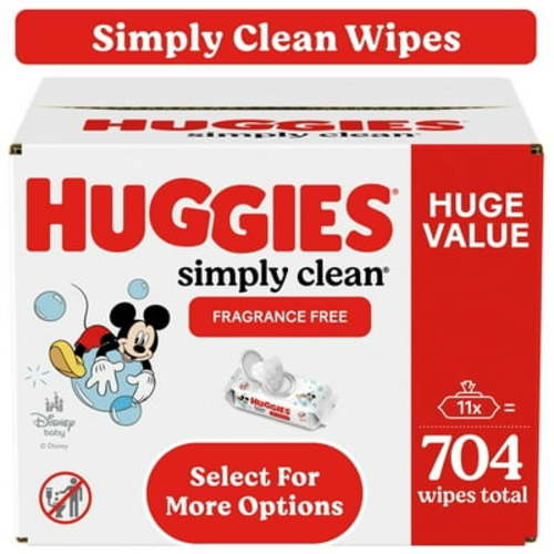 Huggies Simply Clean, Sensitive Skin, Fragrance-Free Baby Wipes, 11 Pack, 704 Total Ct